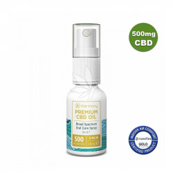 Spray à l'huile de chanvre 500mg de CBD à la menthe spectre large 15ml - Harmony®
