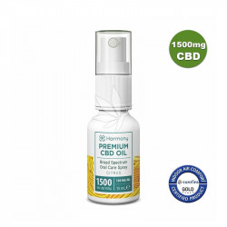 Spray à l'huile de chanvre 1500mg de CBD aux agrumes - Spectre large - 15ml - Harmony®